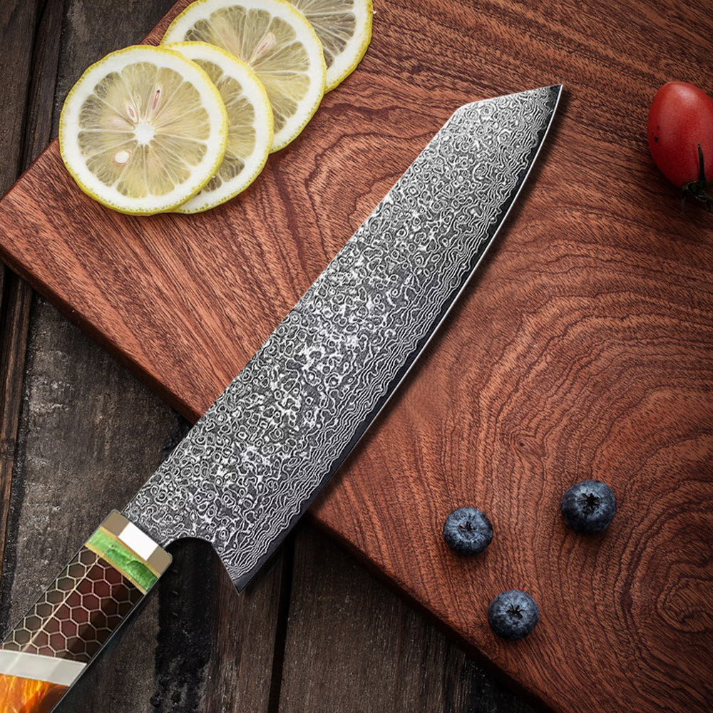 SZAKÁCSKÉS – Damascus VG10 KIRITSUKE – Orange Mesh Edition – Narancs Hálós Markolat