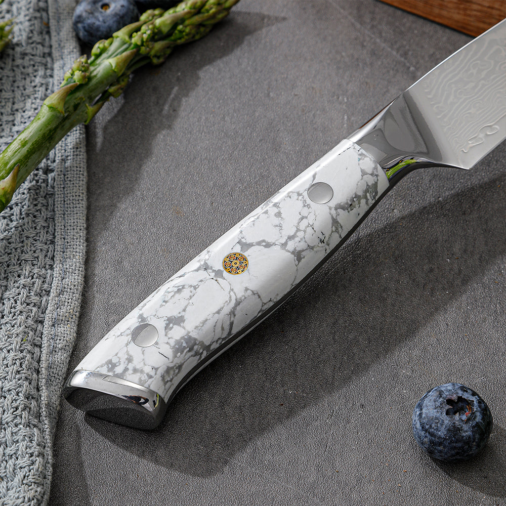 SZAKÁCSKÉS – Damascus VG10 GYUTO - Kuro Edition – Fehér Gyanta Markolat