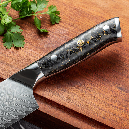SZAKÁCSKÉS SZETT – DAMASCUS VG10 – 8 Darabos – Gold Edition – Fekete Arany Markolat