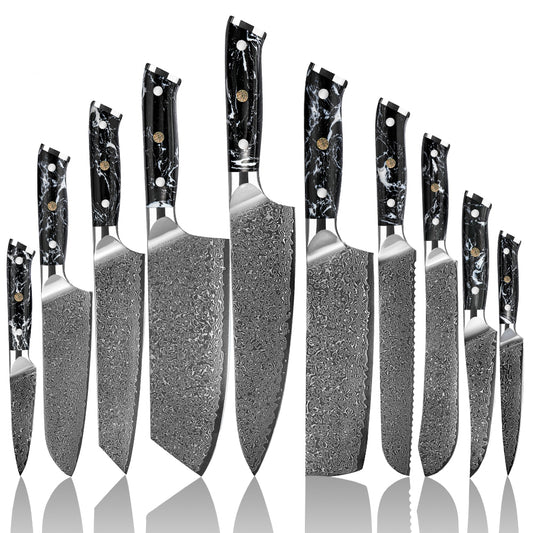 DAMASCUS CHEF SET – 10 Darabos – Kuro Edition – Fekete Gyanta Markolat