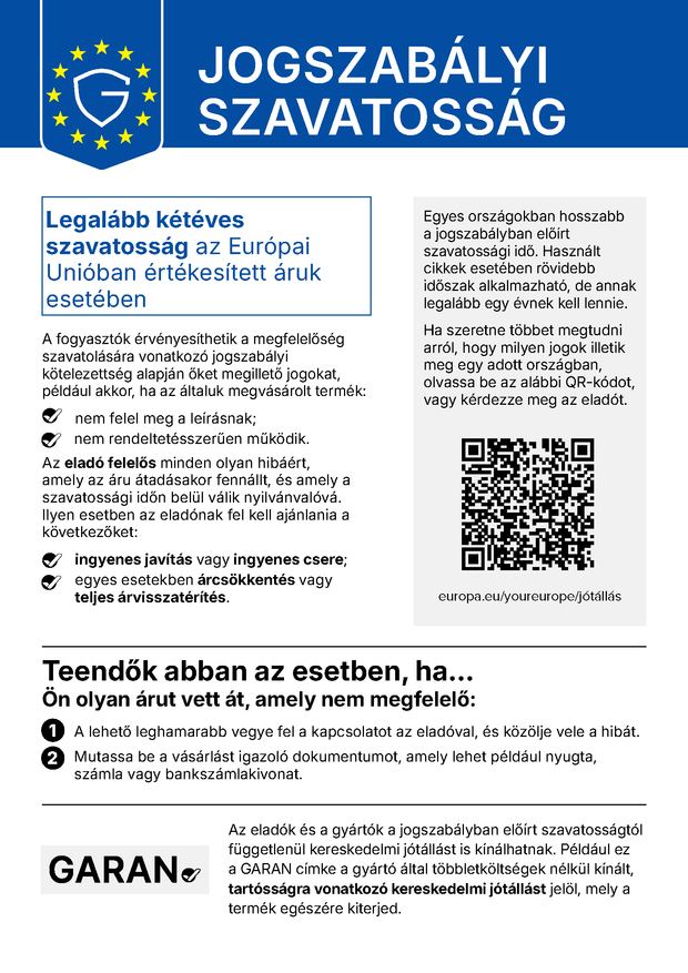 2 éves jogszabályi kellékszavatosság