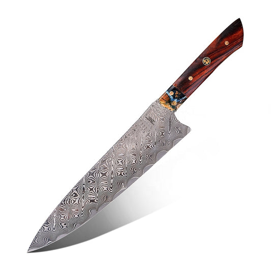 SUPREME NAKIRI – Damascus VG10 – Wooly Stone & Desert Ironwood Edition – Réz Vasfa Markolat - 200 mm