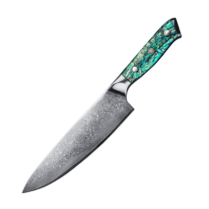 SZAKÁCSKÉS – Damascus VG10 GYUTO - Abyss Edition – Gyöngyház Kagyló Markolat