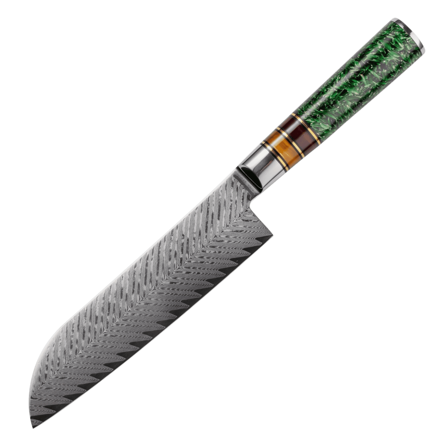 SZAKÁCSKÉS – Damascus VG10 SANTOKU – Aurora Edition – Akrilgyanta Markolat