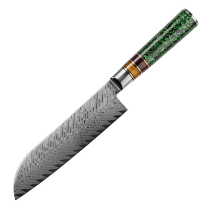 SZAKÁCSKÉS – Damascus VG10 SANTOKU – Aurora Edition – Akrilgyanta Markolat