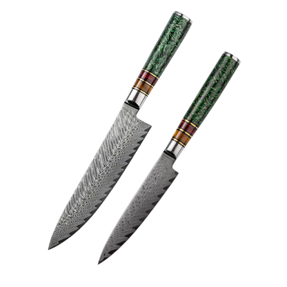 SZAKÁCSKÉS SZETT – DAMASCUS VG10 – 2 Darabos – Aurora Edition – Akrilgyanta Markolat