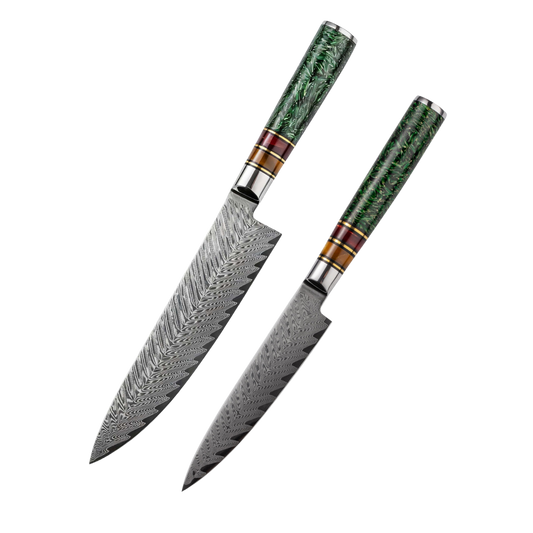 SZAKÁCSKÉS SZETT – DAMASCUS VG10 – 2 Darabos – Aurora Edition – Akrilgyanta Markolat