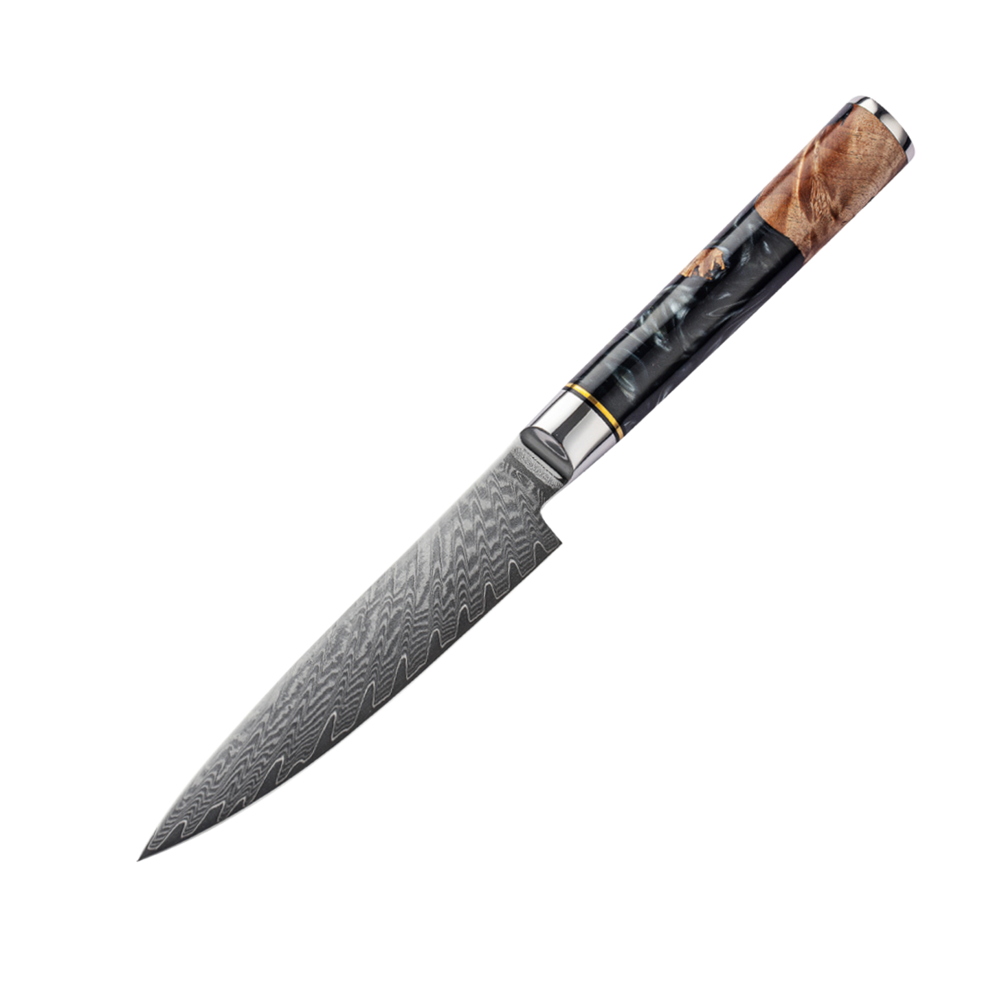 UNIVERZÁLIS KÉS – Damascus VG10 – Blue & Beige Edition – Kompozit Juharfa Markolat