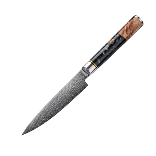 UNIVERZÁLIS KÉS – Damascus VG10 – Blue & Beige Edition – Kompozit Juharfa Markolat