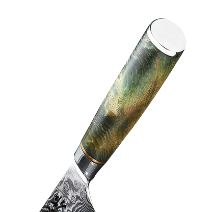 SZAKÁCSKÉS – Damascus VG10 GYUTO – Emerald Flame Maple – Zöld Juhar Markolat