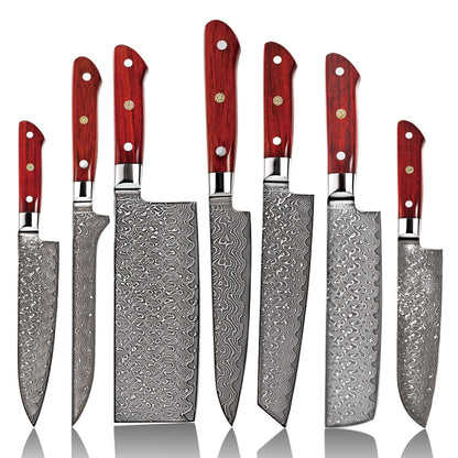 DAMASCUS CHEF SET – 7 Darabos – Szantálfa Markolat