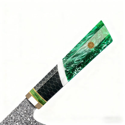 GYUTO – Damascus VG10 – Green Mesh Edition – Smaragdzöld Hálós Markolat - 200 mm