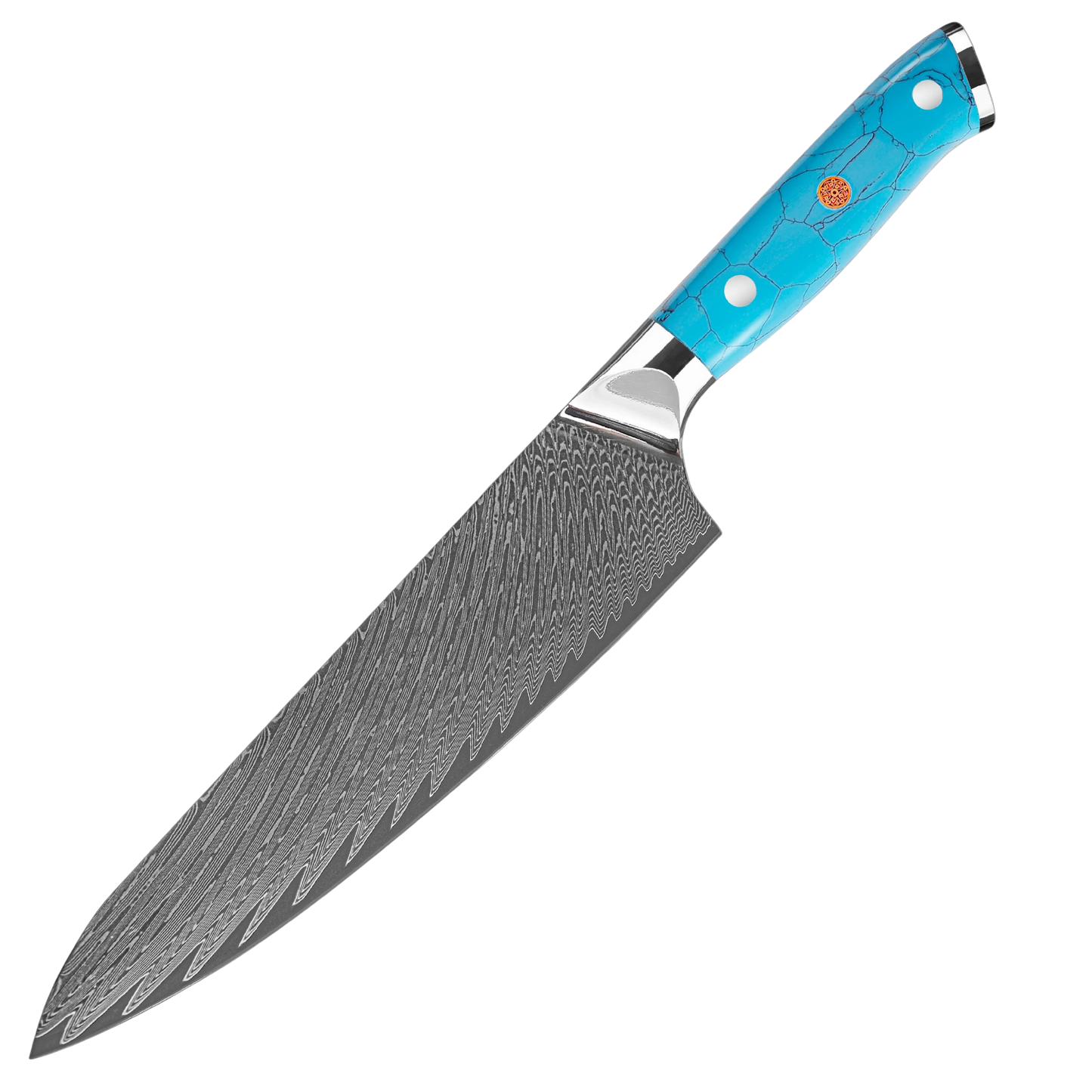 SZAKÁCSKÉS – Damascus VG10 GYUTO – Kuro Edition – Türkiz Gyanta Markolat