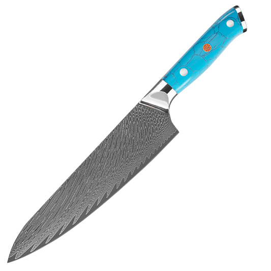 SZAKÁCSKÉS – Damascus VG10 GYUTO – Kuro Edition – Türkiz Gyanta Markolat