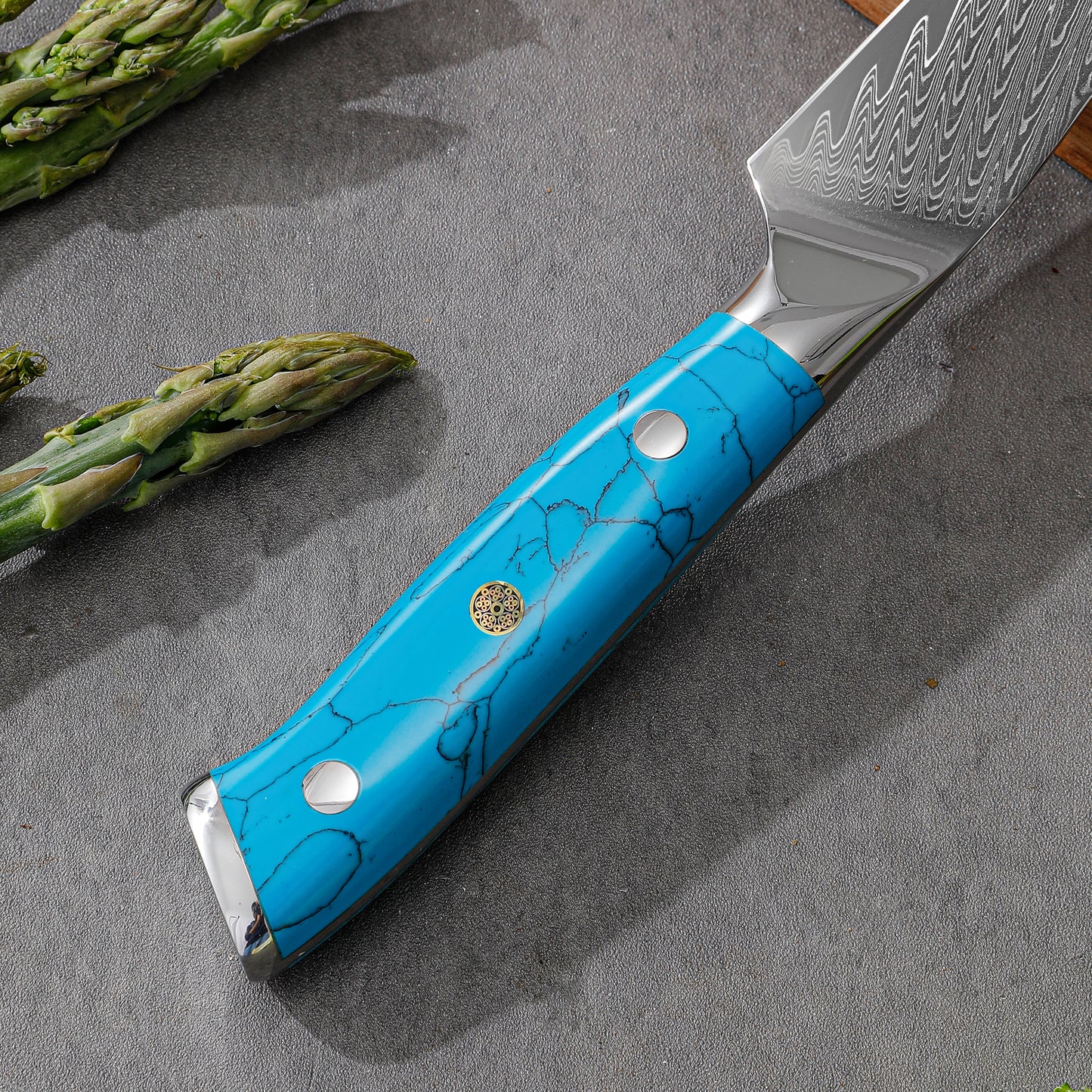 GYUTO – Damascus VG10 – Kuro Edition – Türkiz Gyanta Markolat – 210 mm