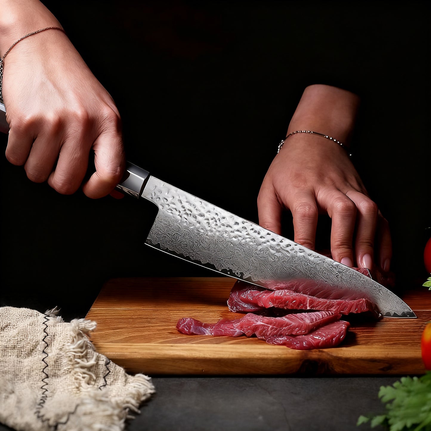 GYUTO – Damascus VG10 – Rosewood Edition SS304 Steel - Rózsafa Markolat – 200 mm