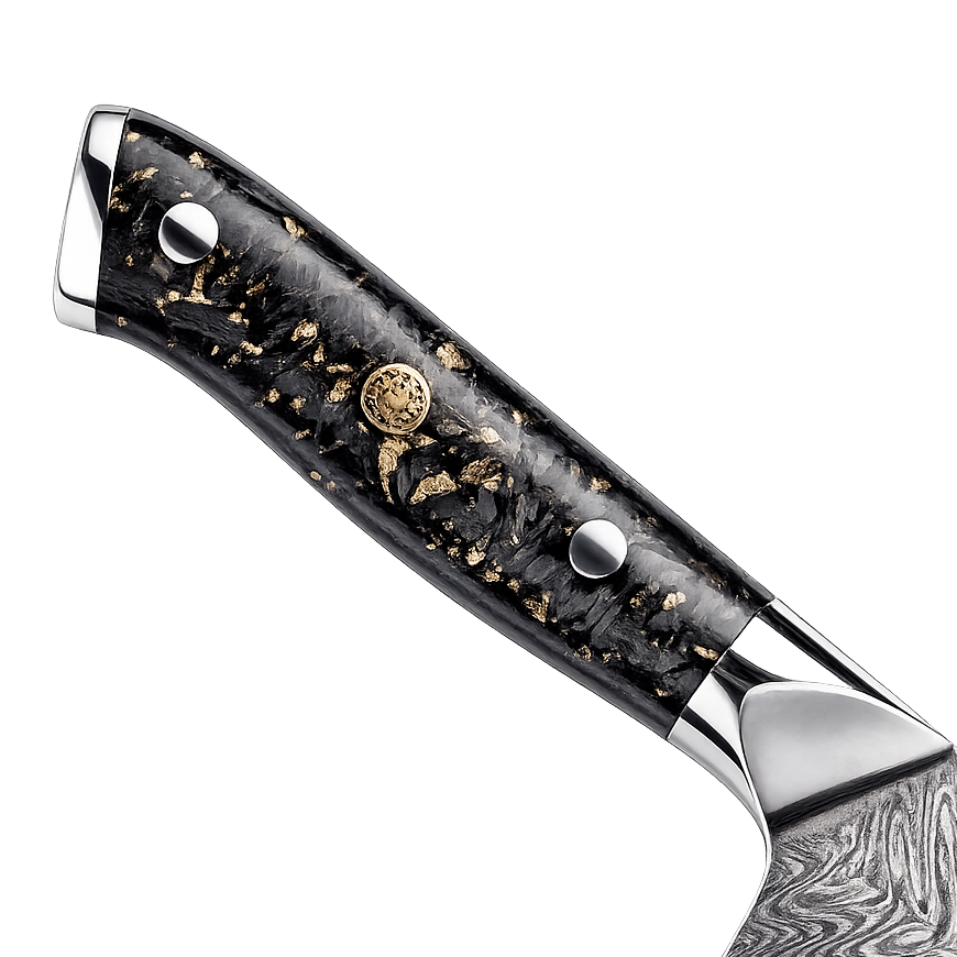 SZAKÁCSKÉS – Damascus VG10 SANTOKU – Gold Edition – Fekete Arany Markolat