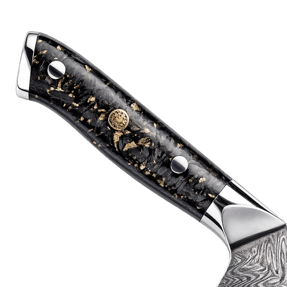 SZAKÁCSKÉS – Damascus VG10 SANTOKU – Gold Edition – Fekete Arany Markolat