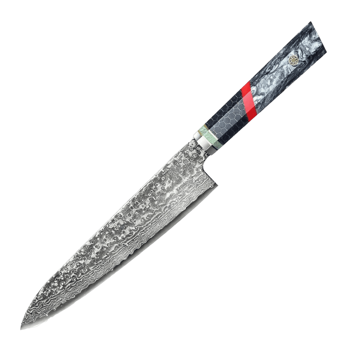 SZAKÁCSKÉS – Damascus VG10 GYUTO – Blue Mesh Edition – Kék Hálós Markolat
