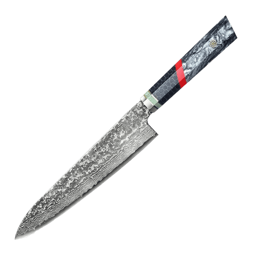 SZAKÁCSKÉS – Damascus VG10 GYUTO – Blue Mesh Edition – Kék Hálós Markolat
