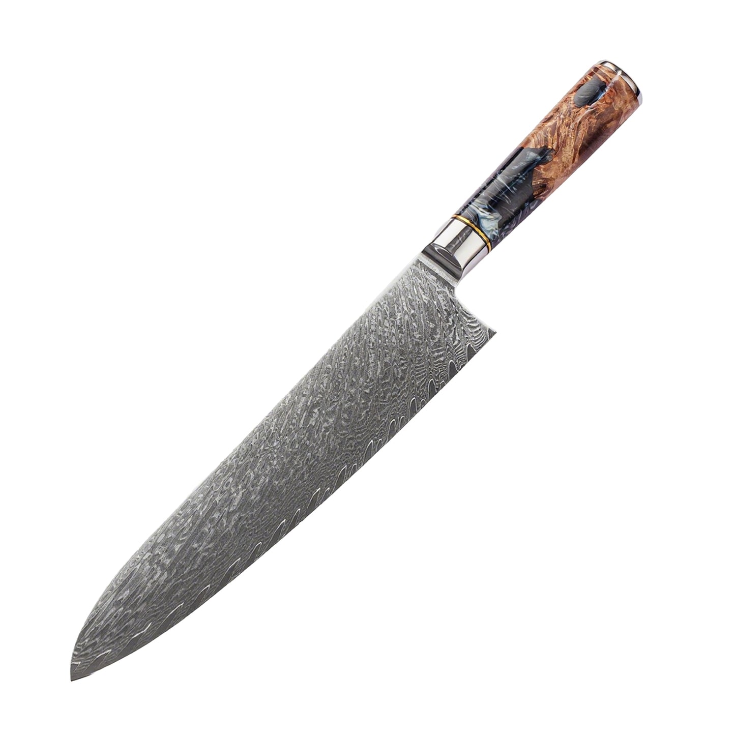 GYUTO – Damascus VG10 – Blue & Beige Edition – Kompozit Juharfa Markolat – 240 mm