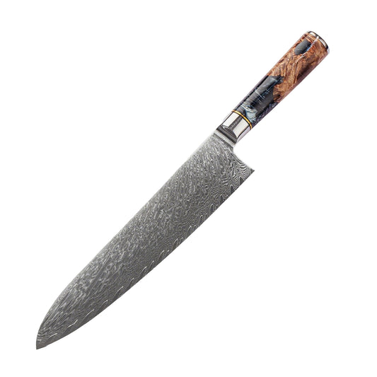 GYUTO – Damascus VG10 – Blue & Beige Edition – Kompozit Juharfa Markolat – 240 mm