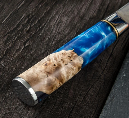 GYUTO – Damascus VG10 – Light Blue & Beige Edition – Kompozit Juharfa Markolat – 200 mm