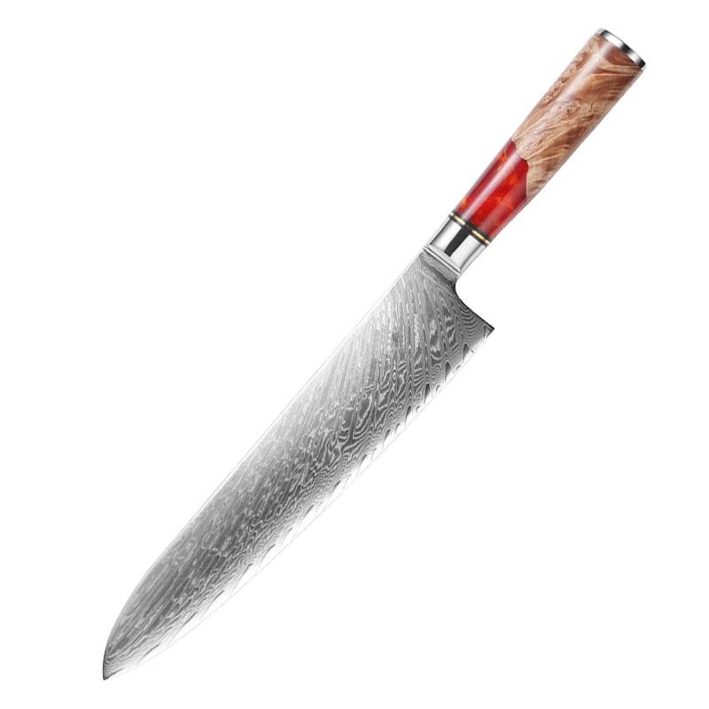 GYUTO – Damascus VG10 – Red & Beige Edition – Kompozit Juharfa Markolat – 200 mm