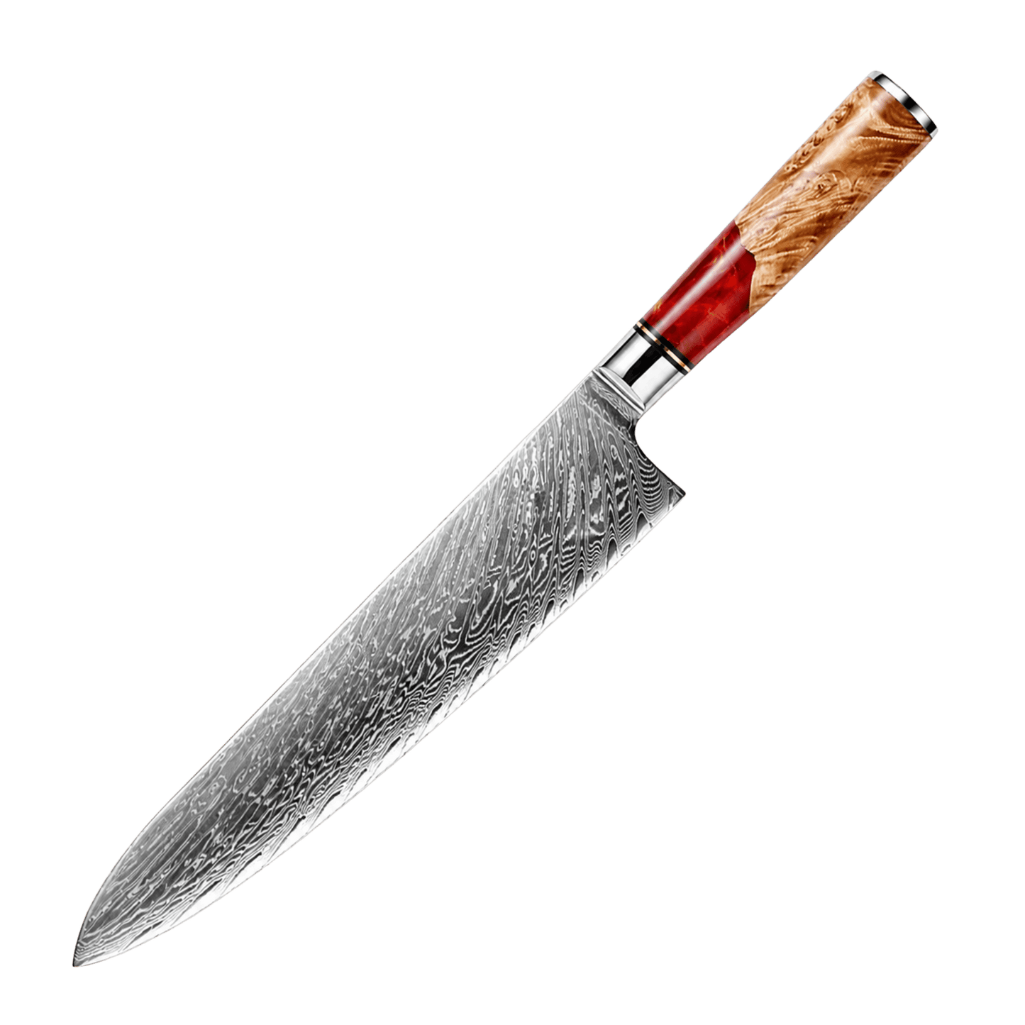 SZAKÁCSKÉS – Damascus VG10 GYUTO - Red & Beige Edition – Kompozit Juharfa Markolat