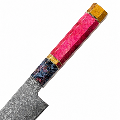 SZAKÁCSKÉS SZETT – DAMASCUS VG10 – 3 Darabos – Burl Edition – Színezett Juharfa Markolat