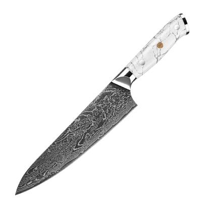 SZAKÁCSKÉS – Damascus VG10 GYUTO - Kuro Edition – Fehér Gyanta Markolat