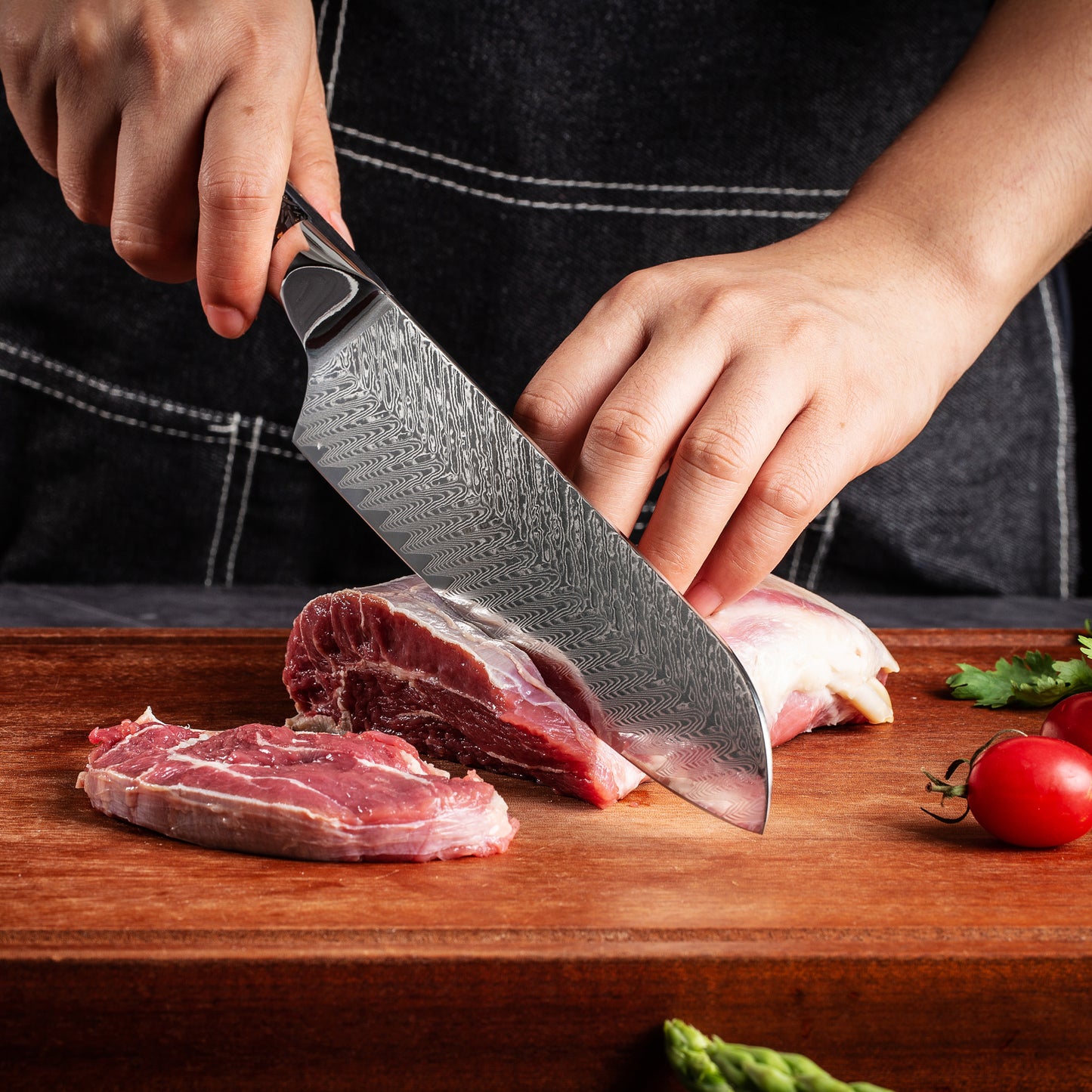 SZAKÁCSKÉS – Damascus VG10 SANTOKU – Gold Edition – Fekete Arany Markolat