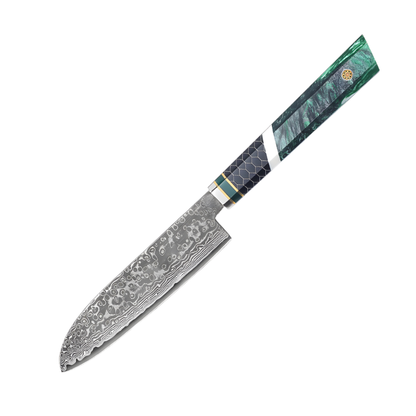 UNIVERZÁLIS KÉS – Damascus VG10 – Green Mesh Edition – Smaragdzöld Hálós Markolat