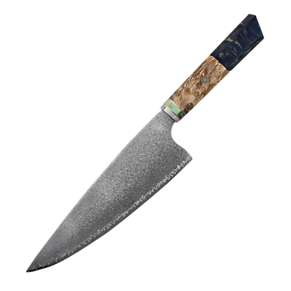 HAMAROSAN: SZAKÁCSKÉS - Damascus VG10 GYUTO - Black Maple Burl - Kézműves Gyanta Markolat