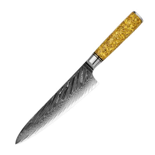 SZAKÁCSKÉS - Damascus VG10 GYUTO - Imperial Edition - Arany Kompozit Markolat