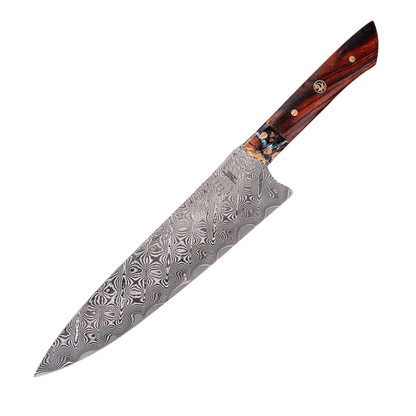SZAKÁCSKÉS - SUPREME GYUTO – Damascus VG10 – Wooly Stone & Desert Ironwood Edition – Réz Vasfa Markolat