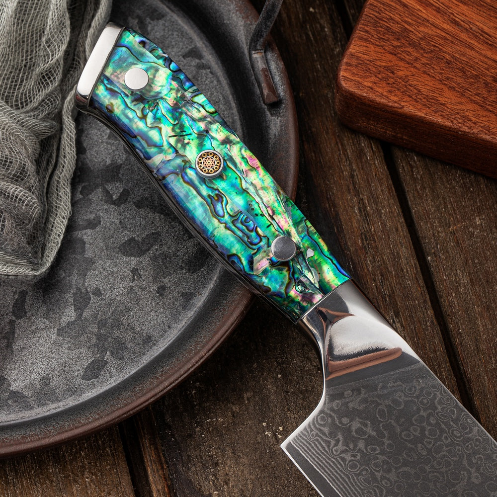 SZAKÁCSKÉS – Damascus VG10 GYUTO - Abyss Edition – Gyöngyház Kagyló Markolat