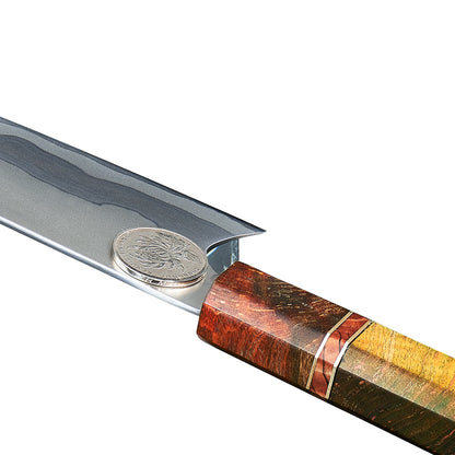 SZAKÁCSKÉS – USA 440C KIRITSUKE – Emerald Noir - Színezett Juharfa Markolat