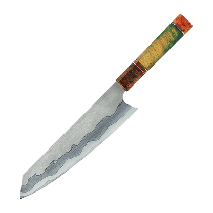 SZAKÁCSKÉS – USA 440C KIRITSUKE – Emerald Noir - Színezett Juharfa Markolat