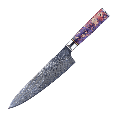 SZAKÁCSKÉS – Damascus VG10 GYUTO – Purple Rain – Lila Juhar Markolat
