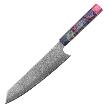 SZAKÁCSKÉS SZETT – DAMASCUS VG10 – 3 Darabos – Burl Edition – Színezett Juharfa Markolat