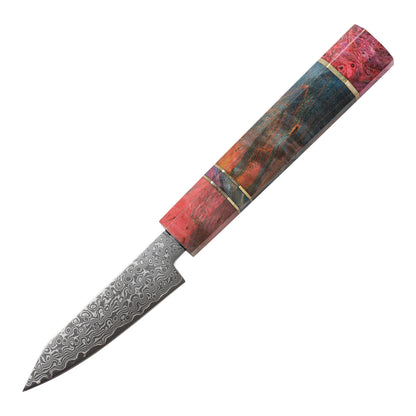 SZAKÁCSKÉS SZETT – DAMASCUS VG10 – 3 Darabos – Burl Edition – Színezett Juharfa Markolat