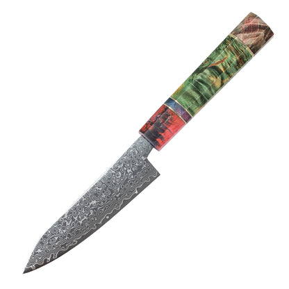 SZAKÁCSKÉS SZETT – DAMASCUS VG10 – 3 Darabos – Burl Edition – Színezett Juharfa Markolat