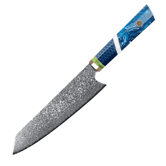 SZAKÁCSKÉS – Damascus VG10 KIRITSUKE – Blue Mesh Edition – Kék Hálós Markolat