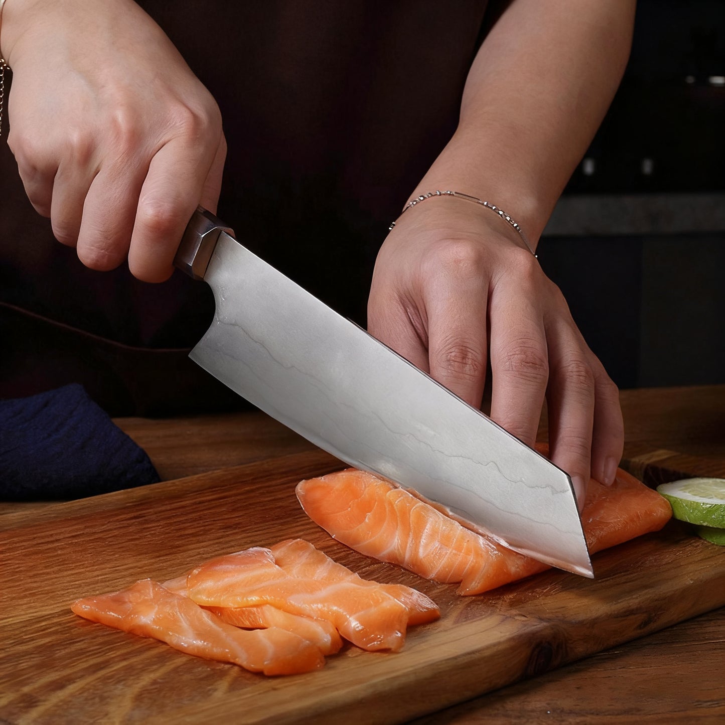 KIRITSUKE – USA 440C – Rosewood Edition SS304 Steel - Rózsafa Markolat – 200 mm