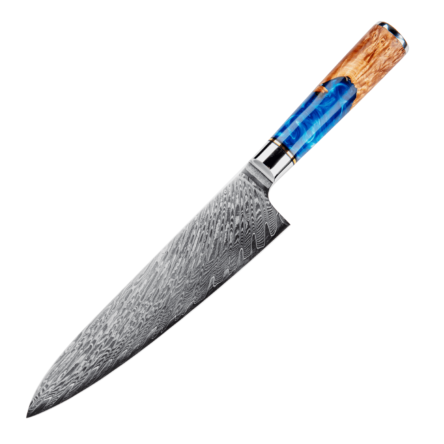 SZAKÁCSKÉS – Damascus VG10 GYUTO – Light Blue & Beige Edition – Kompozit Juharfa Markolat