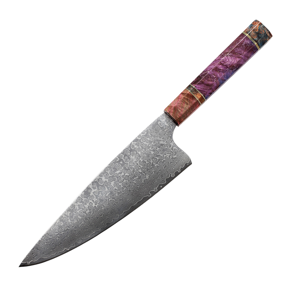 SZAKÁCSKÉS - Damascus VG10 GYUTO - Nebula - Színezett Juharfa Markolat