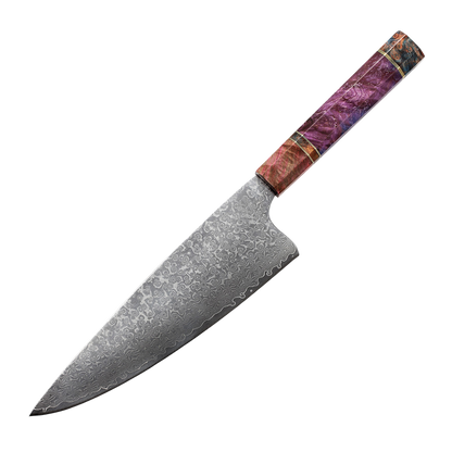 SZAKÁCSKÉS - Damascus VG10 GYUTO - Nebula - Színezett Juharfa Markolat