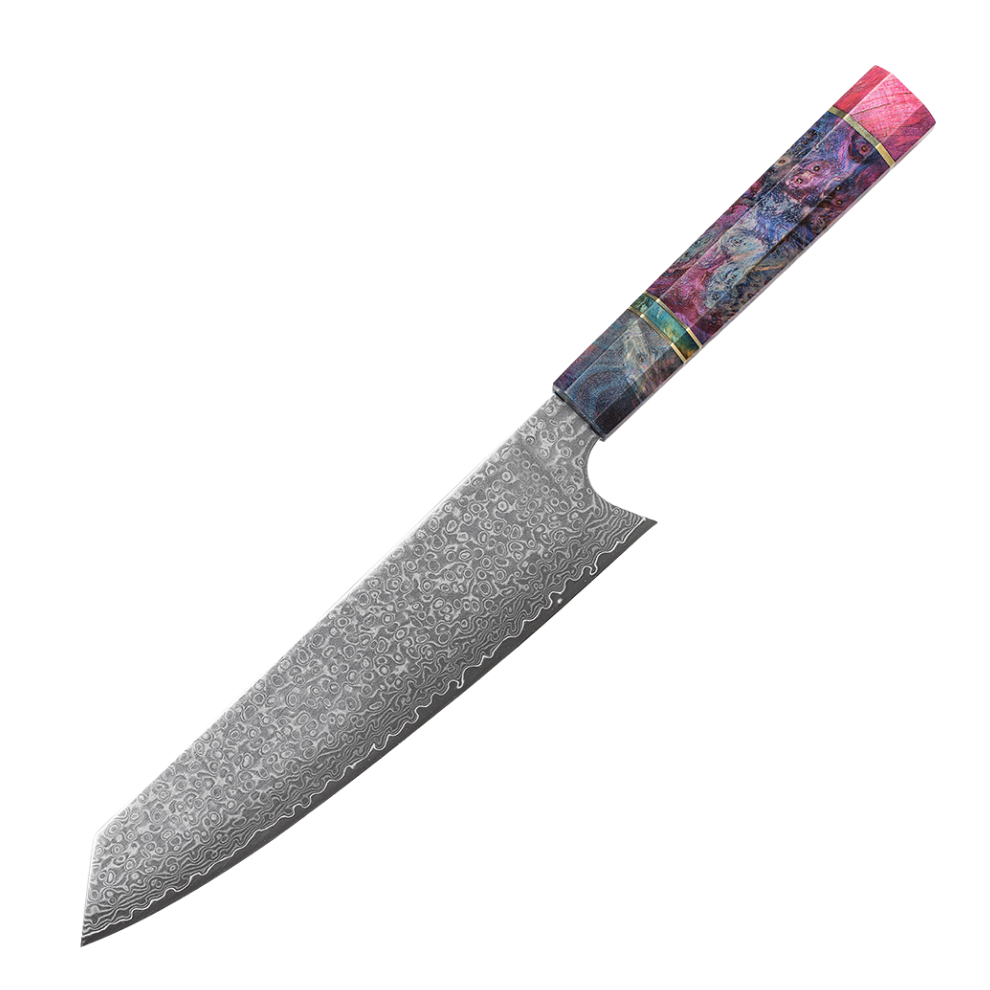 SZAKÁCSKÉS - Damascus VG10 KIRITSUKE - Nebula - Színezett Juharfa Markolat
