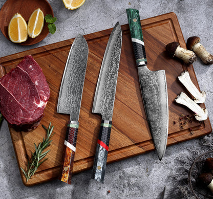 SZAKÁCSKÉS – Damascus VG10 GYUTO – Blue Mesh Edition – Kék Hálós Markolat